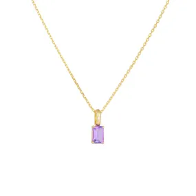 Emerald Cut Natural Gemstone Pendant Silver Necklace