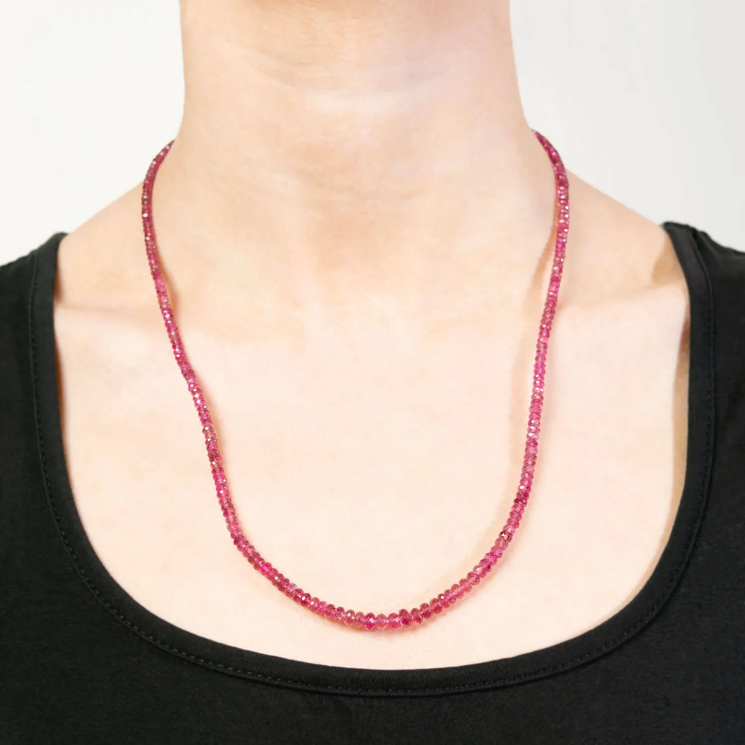 Estate 14k and Pink Tourmaline Rondelle Bead Necklace