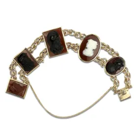 Estate 14K Yellow Gold Stone Cameo Bracelet