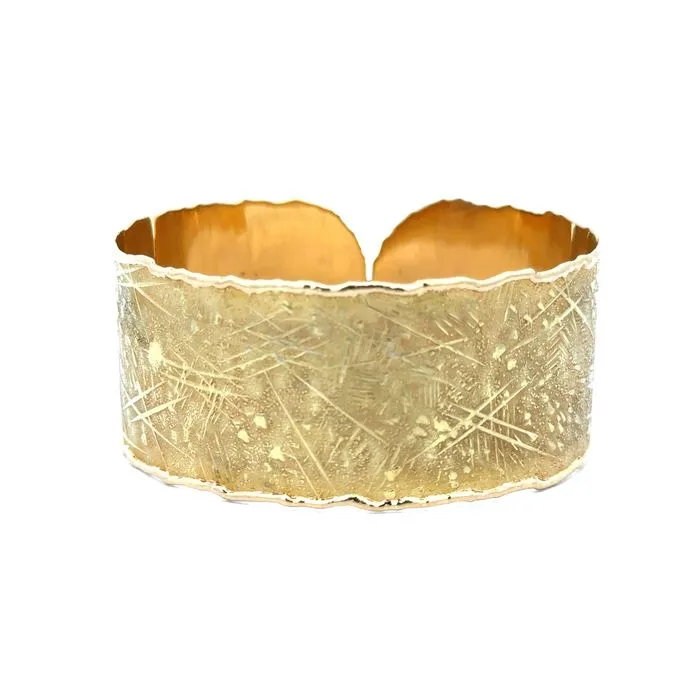 Estate 26MM Embossed Cuff Bracelet in 18K Yellow Gold