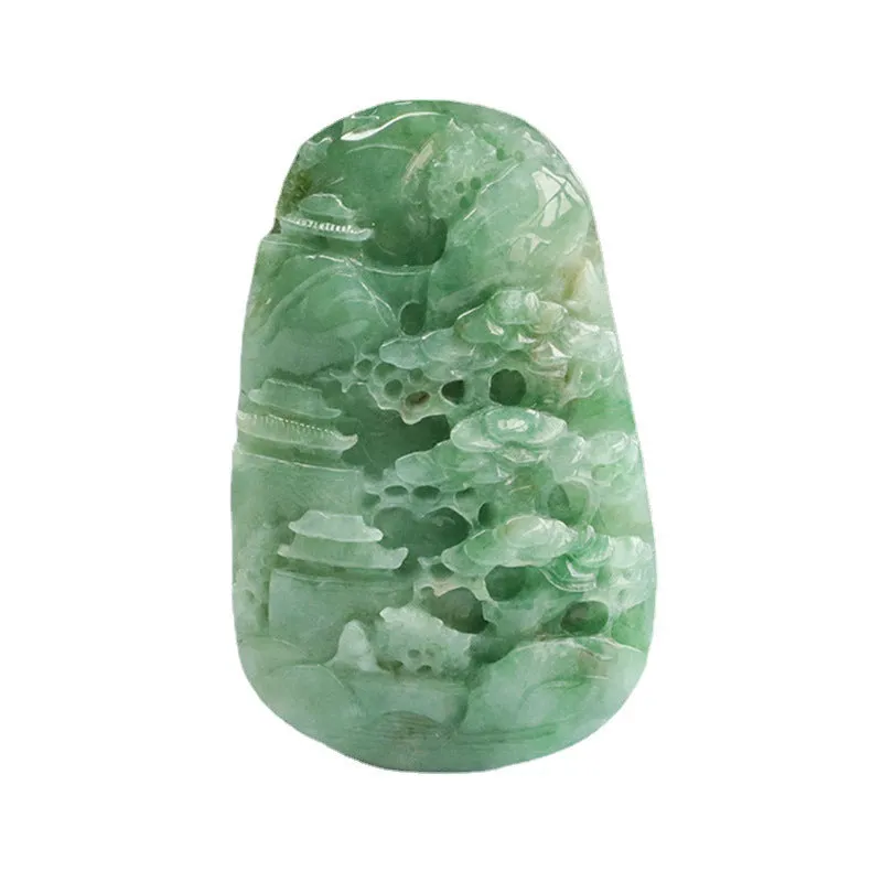 Exquisite Hand-Carved Myanmar A-grade Jade Fortune Pendant - Premium Quality