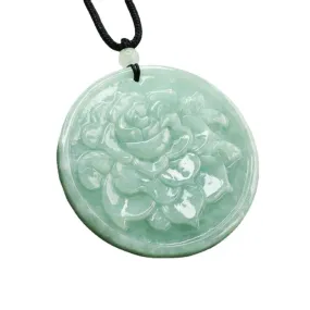 Exquisite Natural Jade Rose Sterling Silver Pendant - Fortune's Favor