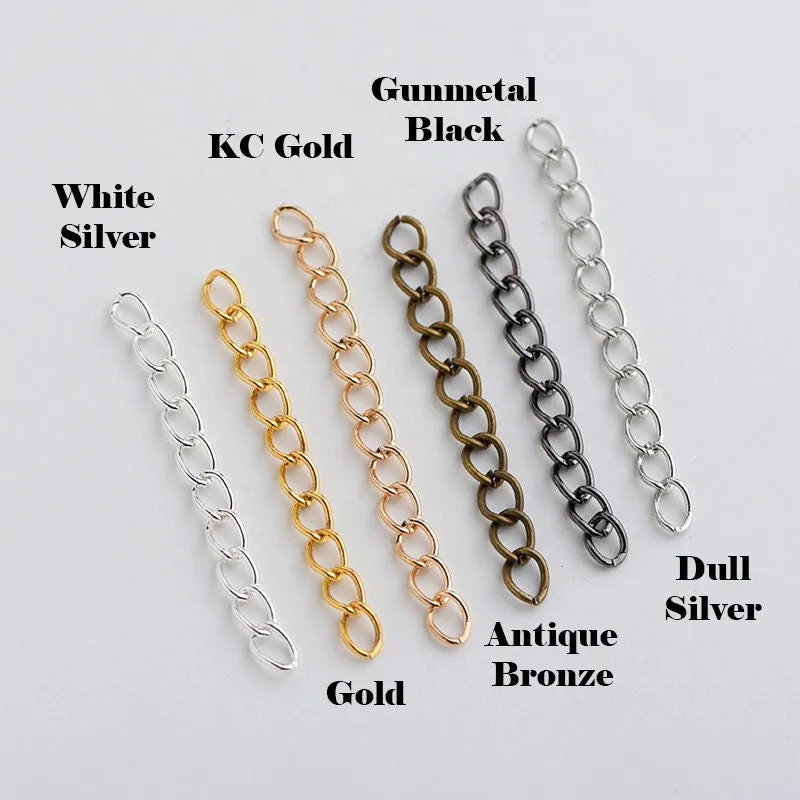 Extender Chain 2" Silver Bronze Gold Necklace Extension Curved Curb Chain Adjuster Oval Link Lengthener Tail Bracelet Finding Wholesale Lot