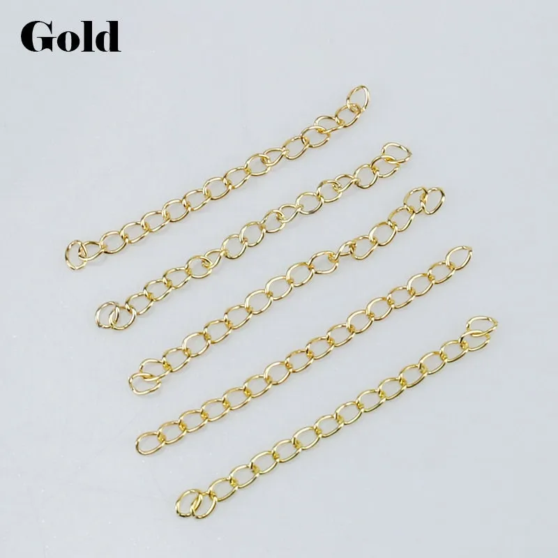 Extender Chain 2" Silver Bronze Gold Necklace Extension Curved Curb Chain Adjuster Oval Link Lengthener Tail Bracelet Finding Wholesale Lot