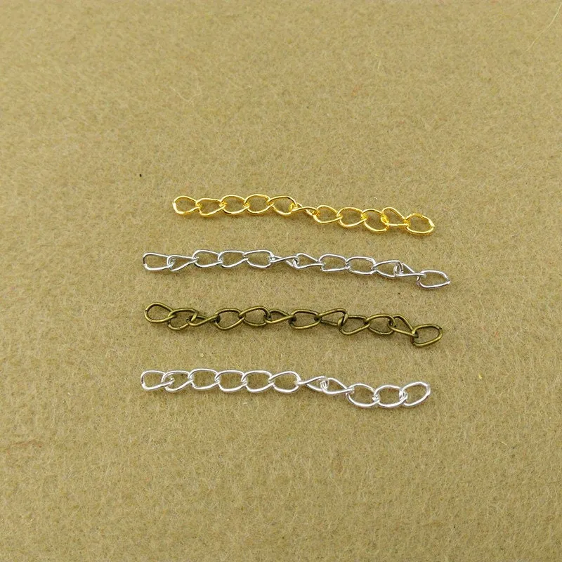 Extender Chain 2" Silver Bronze Gold Necklace Extension Curved Curb Chain Adjuster Oval Link Lengthener Tail Bracelet Finding Wholesale Lot