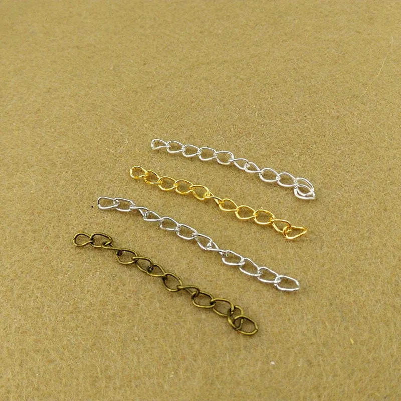 Extender Chain 2" Silver Bronze Gold Necklace Extension Curved Curb Chain Adjuster Oval Link Lengthener Tail Bracelet Finding Wholesale Lot