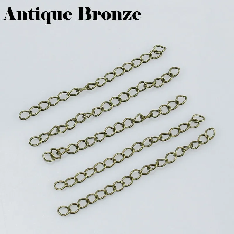 Extender Chain 2" Silver Bronze Gold Necklace Extension Curved Curb Chain Adjuster Oval Link Lengthener Tail Bracelet Finding Wholesale Lot