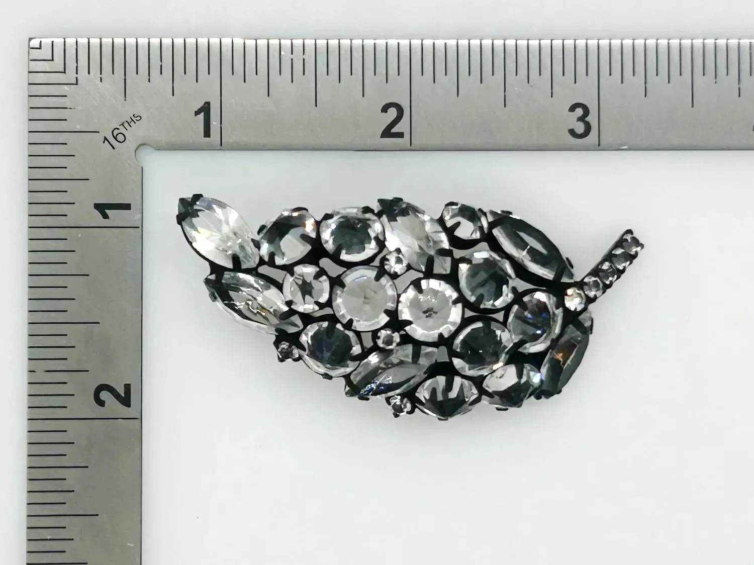 Extraordinary Vintage Inverted Crystal Japanned Pin