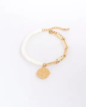 Eye Charm Gold Chain White Shell Bracelet