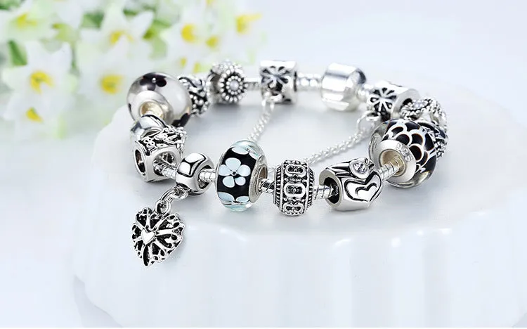 Fashion Jewelry Silver Charms Bracelet & Bangles With Queen Crown Beads Bracelet