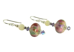 Floral Confetti Lampwork Bead Earrings