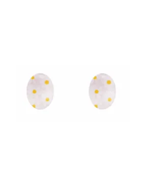 Floral Easter Egg Stud Earrings - White