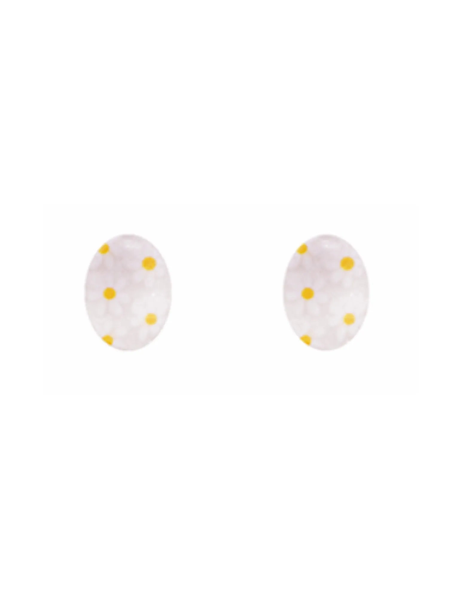 Floral Easter Egg Stud Earrings - White