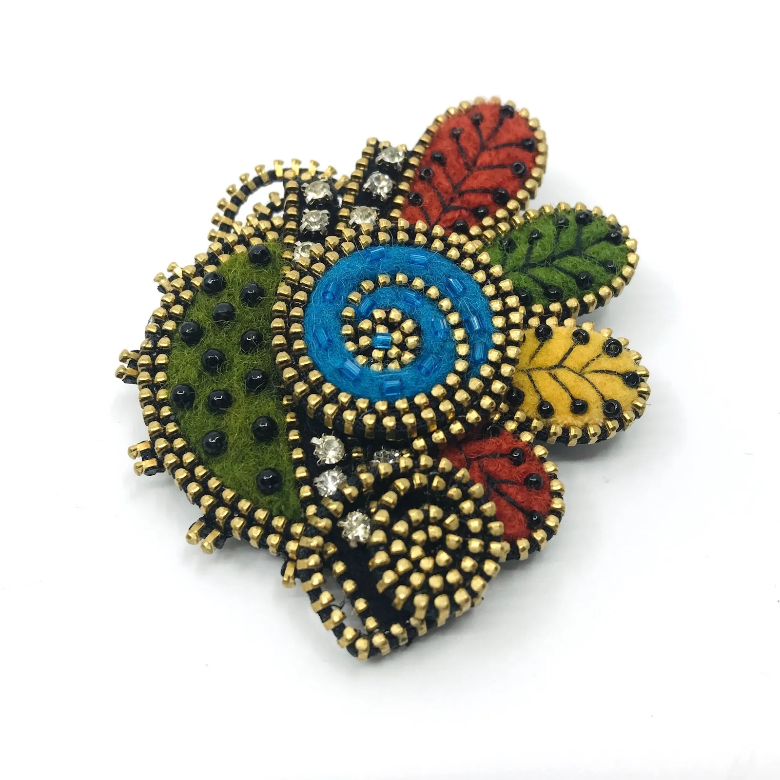 Four-Leaf Mixed Media Brooch by Odile Gova