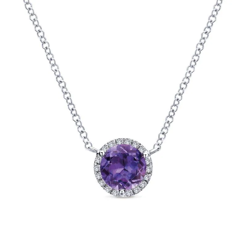 Gabriel & Co. 14k White Gold Lusso Color Gemstone & Diamond Necklace