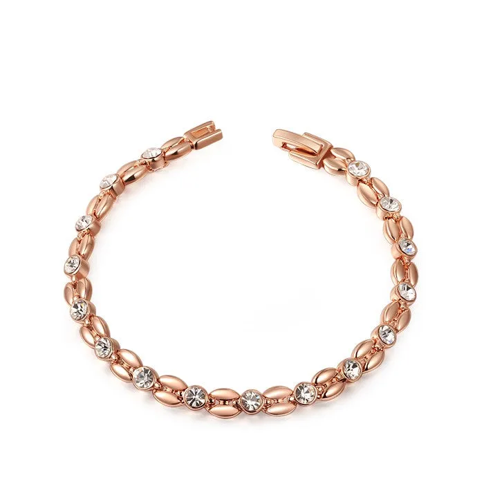 Genuine Austrian Crystals Elegant Wheat Bracelet Rose Gold/Platinum Plated 100% hand Made Fashion Jewelry