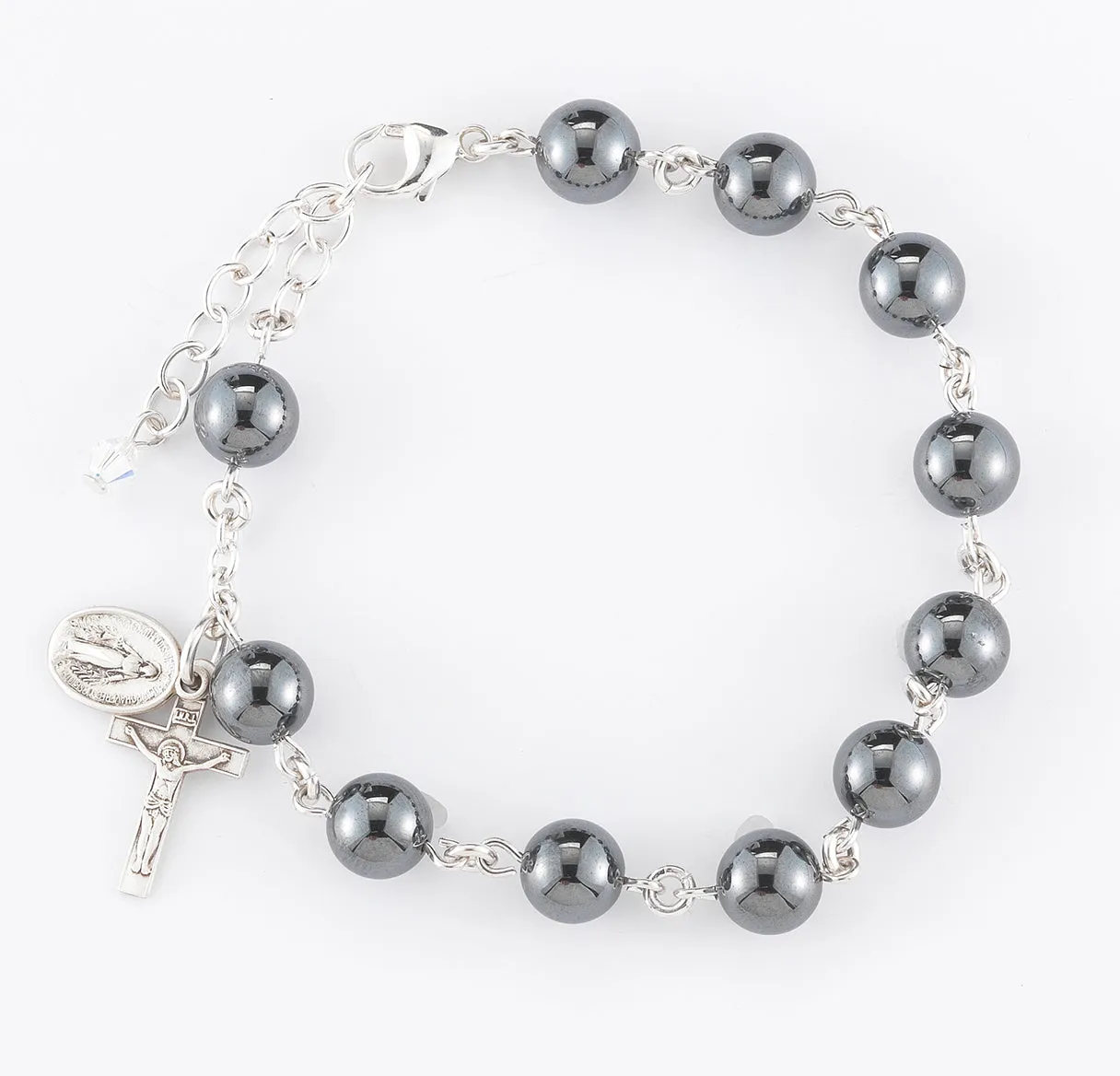 Genuine Hematite Round Rosary Bracelet - BR7800HT