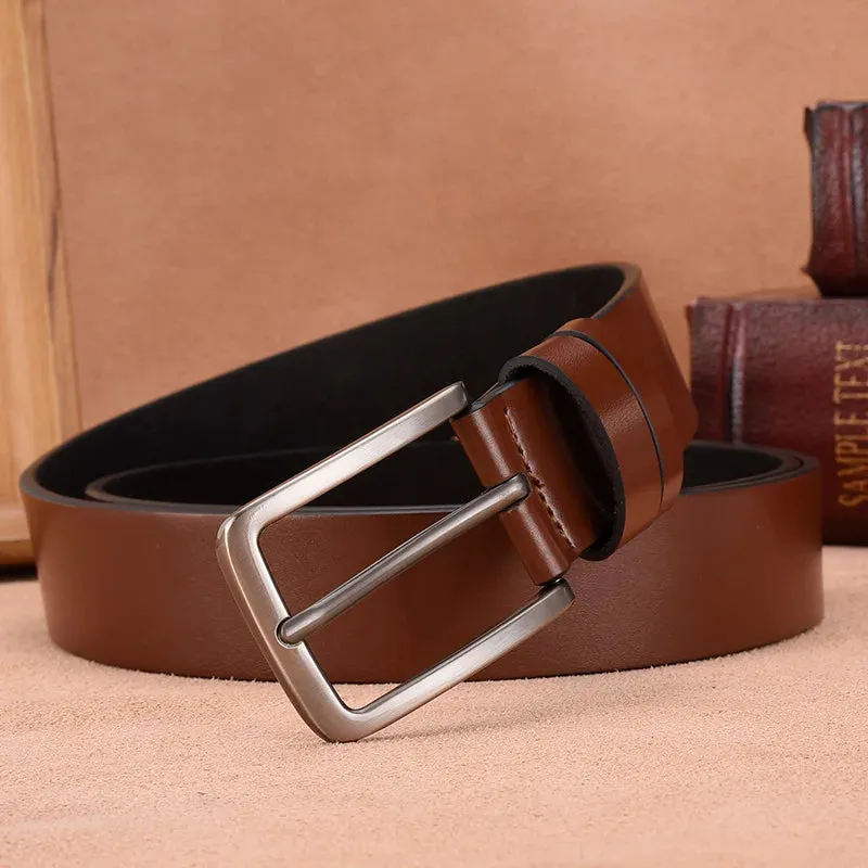 Genuine Leather For Men High Quality Buckle Jeans Cowskin Casual Belts Business Cowboy Brown Waistband Male Fashion Designer