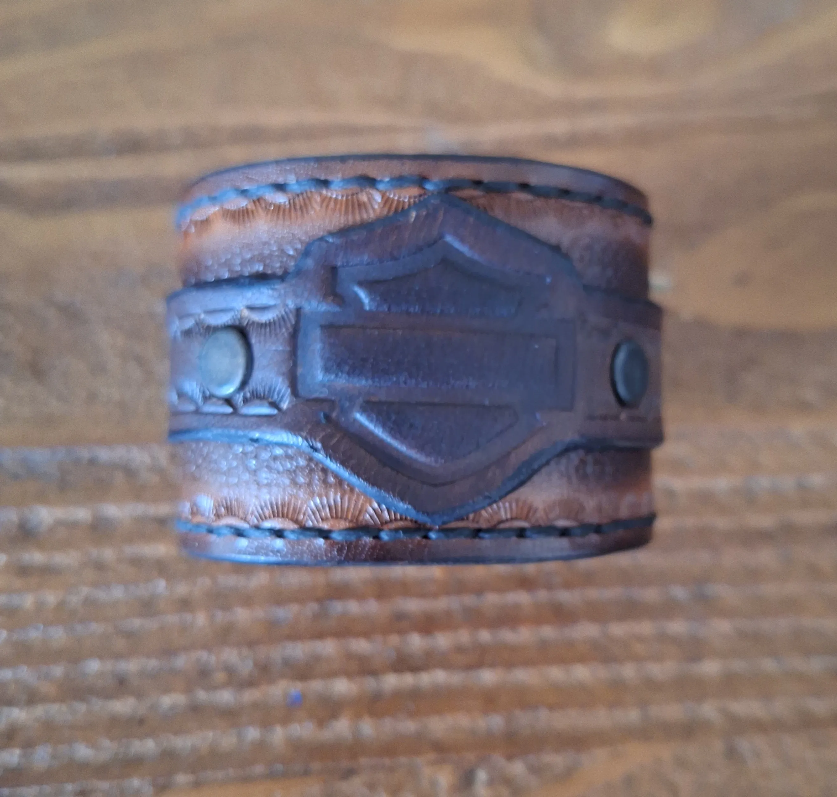 Genuine Leather Handmade Motorcycle Cuff Bracelet