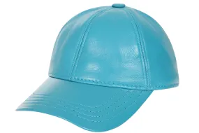 Genuine Turquoise Leather Baseball Cap - Curve Peak