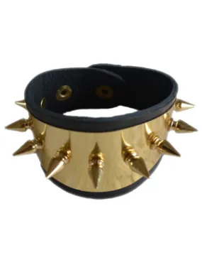 Girls Harley Quin Inspired Leather Gold Spike Cuff Bracelet