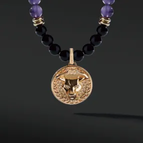 Gold Amethyst Beaded Pendant Necklace | Gold Pendants For Men