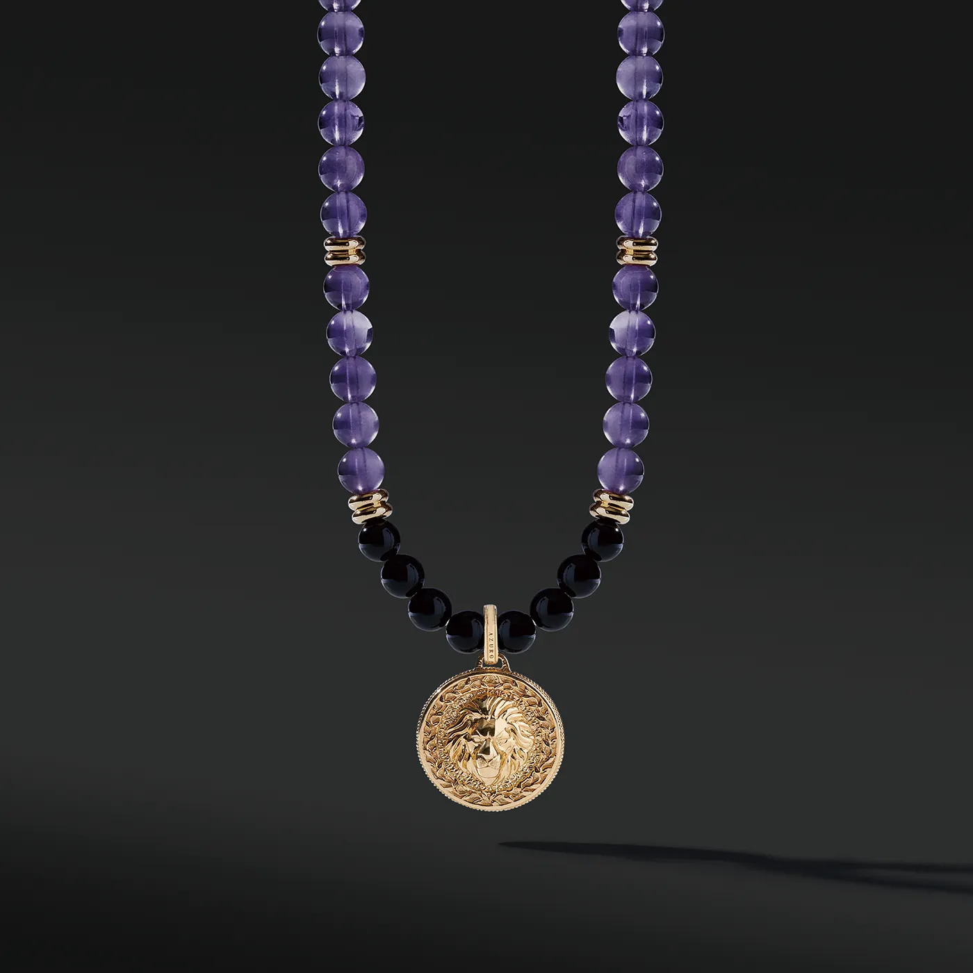 Gold Amethyst Beaded Pendant Necklace | Gold Pendants For Men