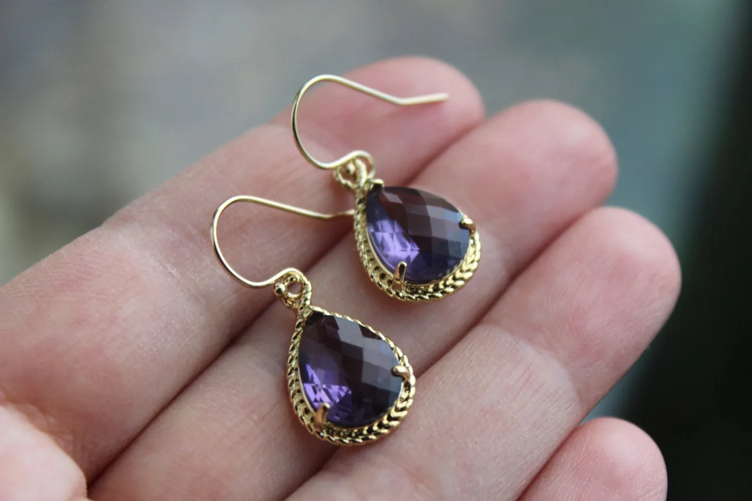 Gold Amethyst Earrings Purple Tanzanite Jewelry - Purple Bridesmaid Earrings Eggplant Wedding Earrings Bridal Jewelry - Bridesmaid Gift