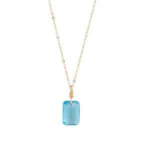 Gold Filled Large Aquamarine Crystal Pendant Necklace