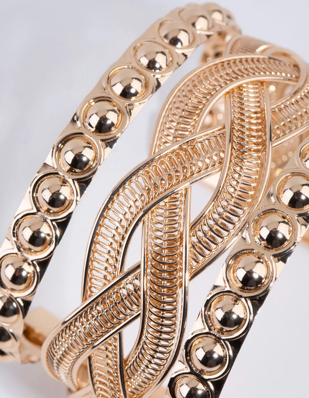 Gold Zip Twist Cuff Bracelet