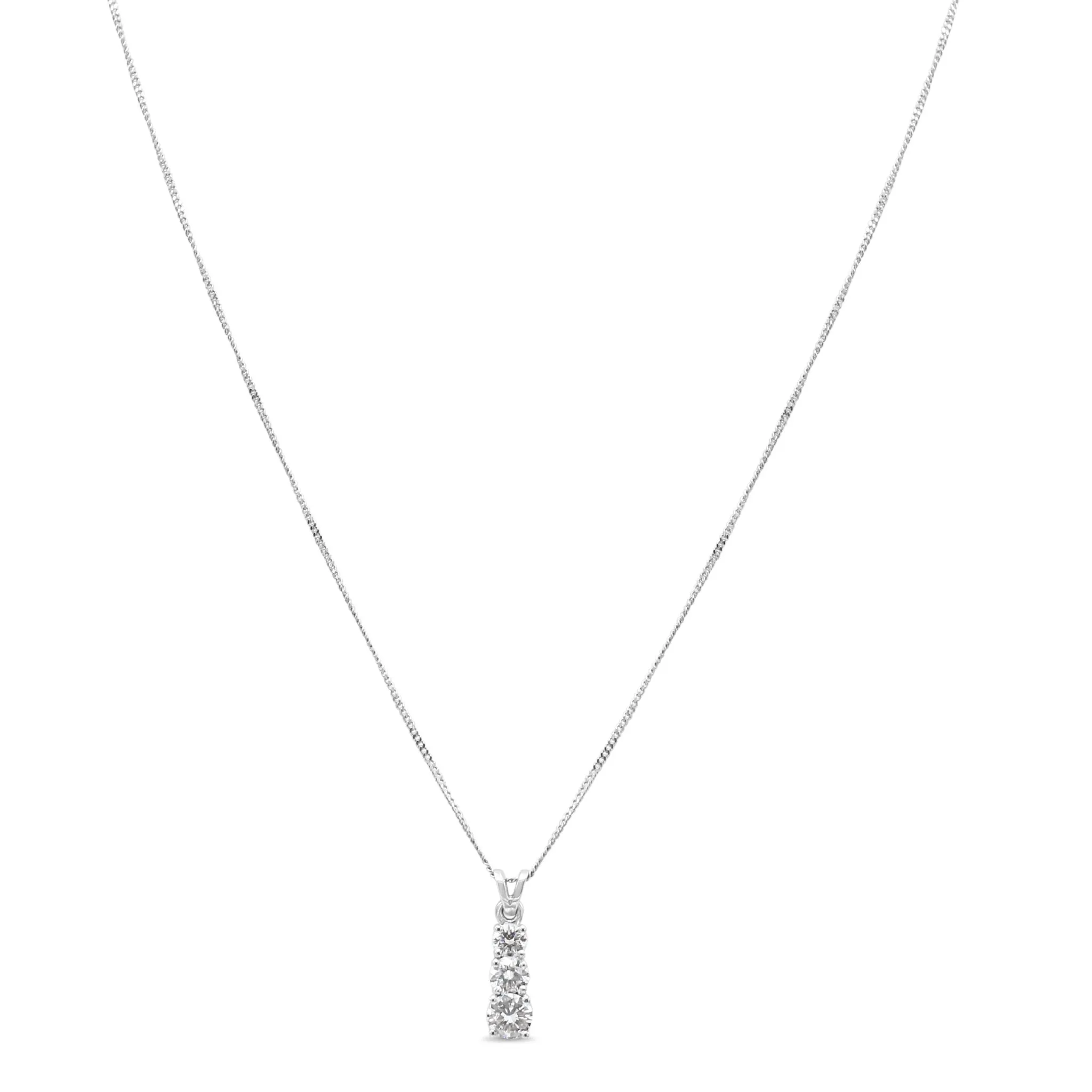 Graduating Trilogy Diamond Pendant On A 19" Necklace - Platinum