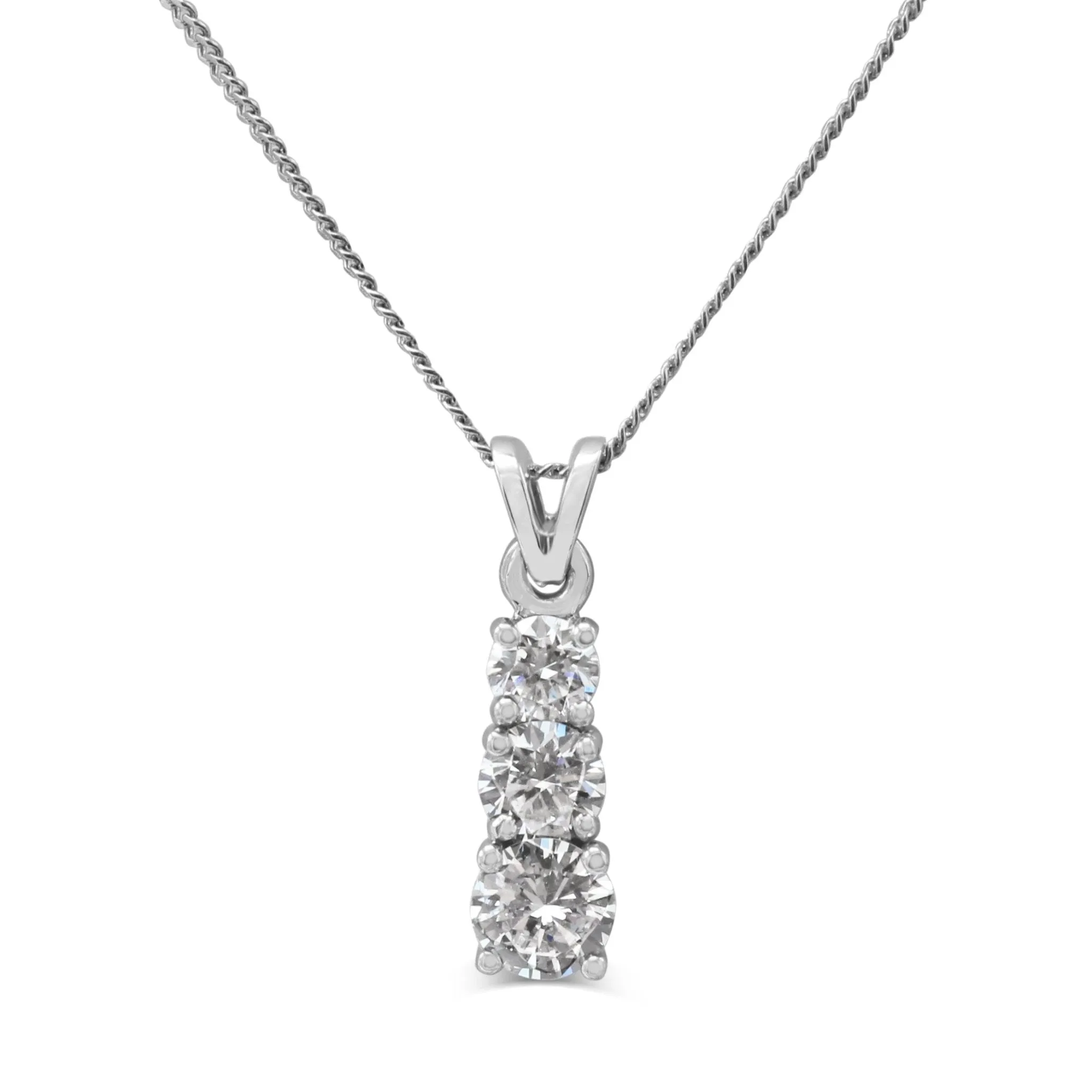 Graduating Trilogy Diamond Pendant On A 19" Necklace - Platinum