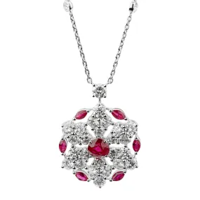 Graff Ruby & Diamond White Gold Snowflake Pendant Necklace