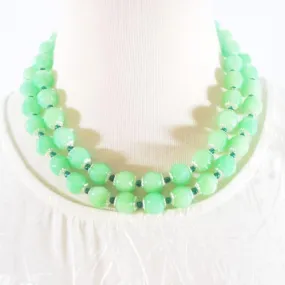 Green Double Strands Faceted with Emerald Ascent Necklace