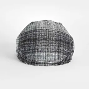 Grey & Black Cove Check Wool Flat Cap