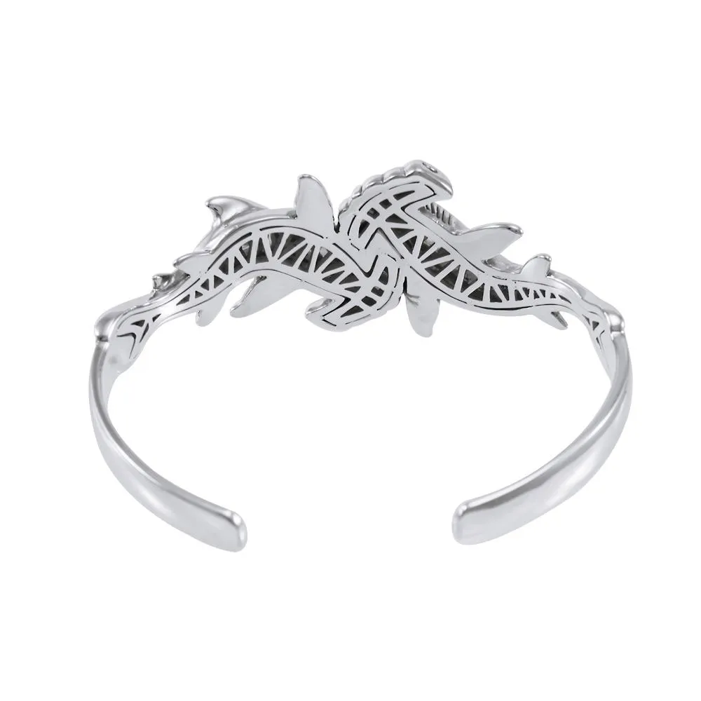 Hammerhead Shark Cuff Bracelet - Double Sterling Real Silver