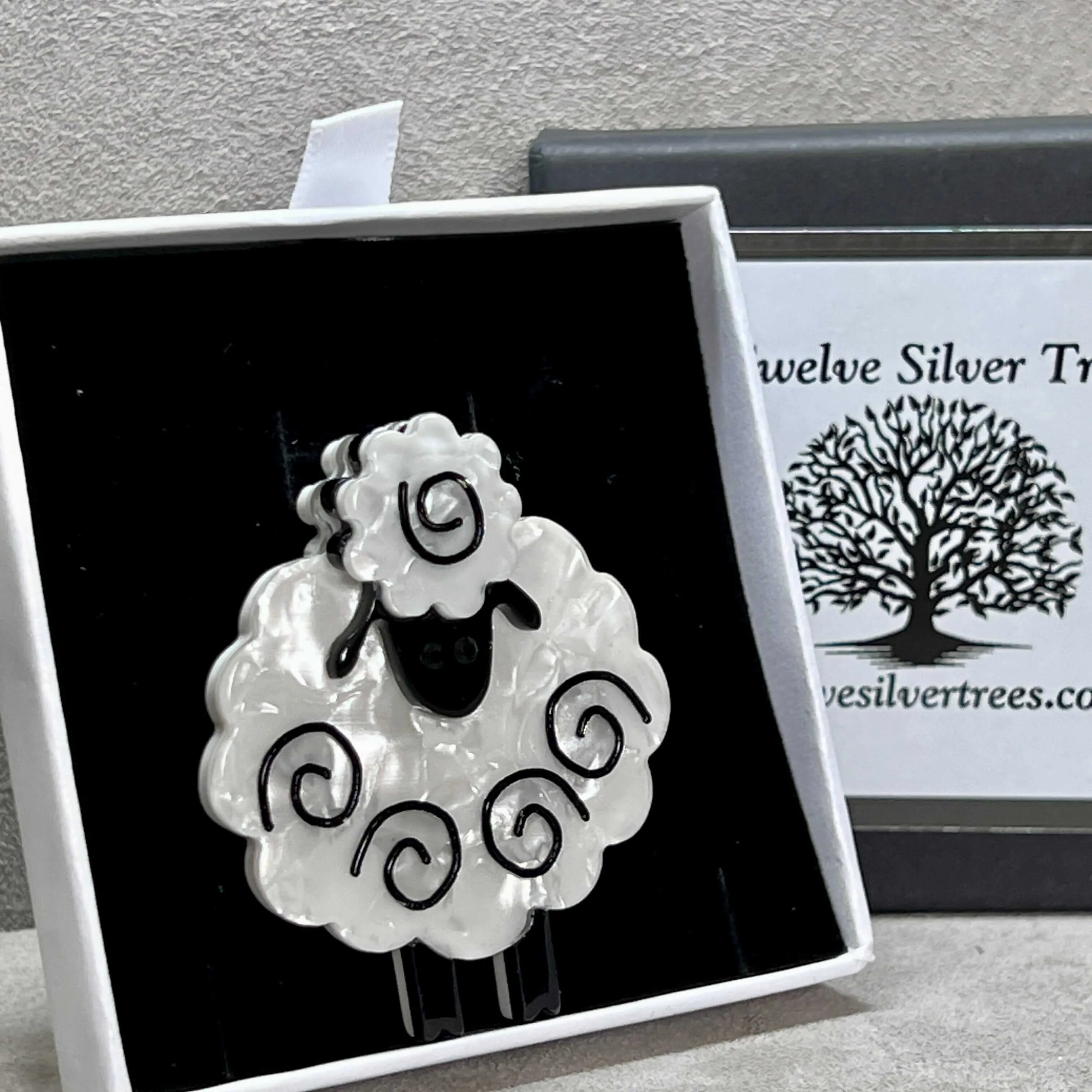 Handmade Acrylic Art Brooch - The Happy Sheep