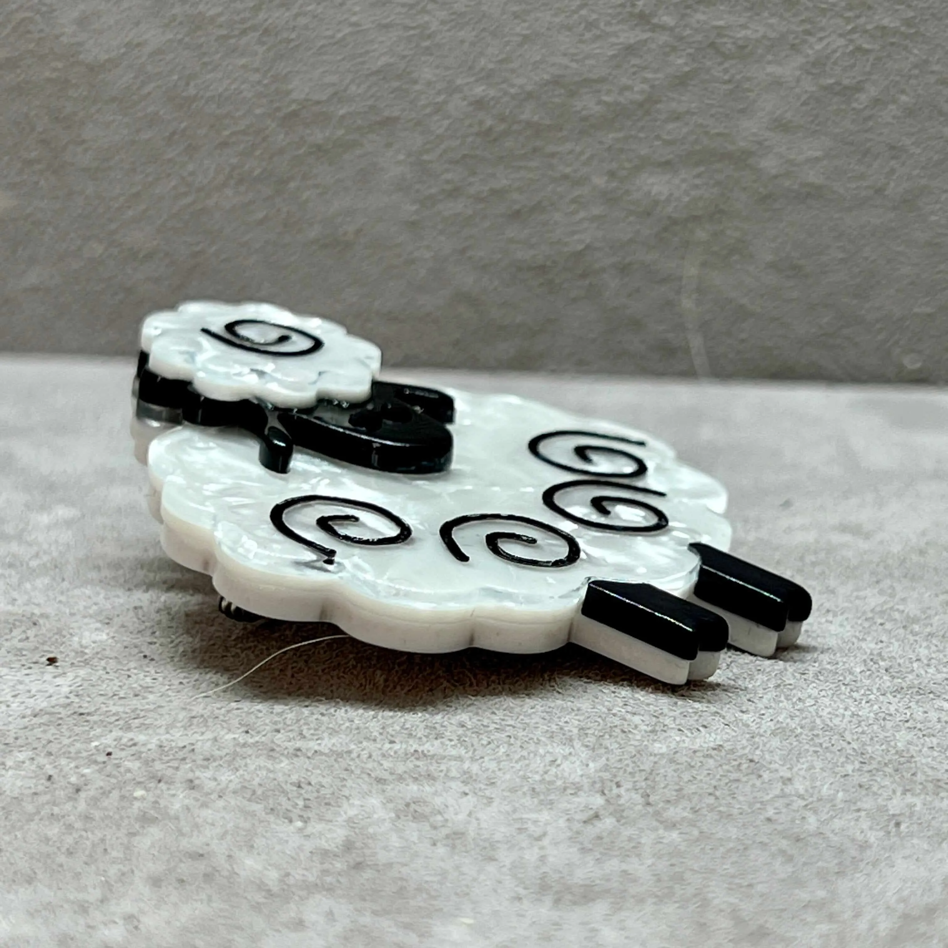 Handmade Acrylic Art Brooch - The Happy Sheep