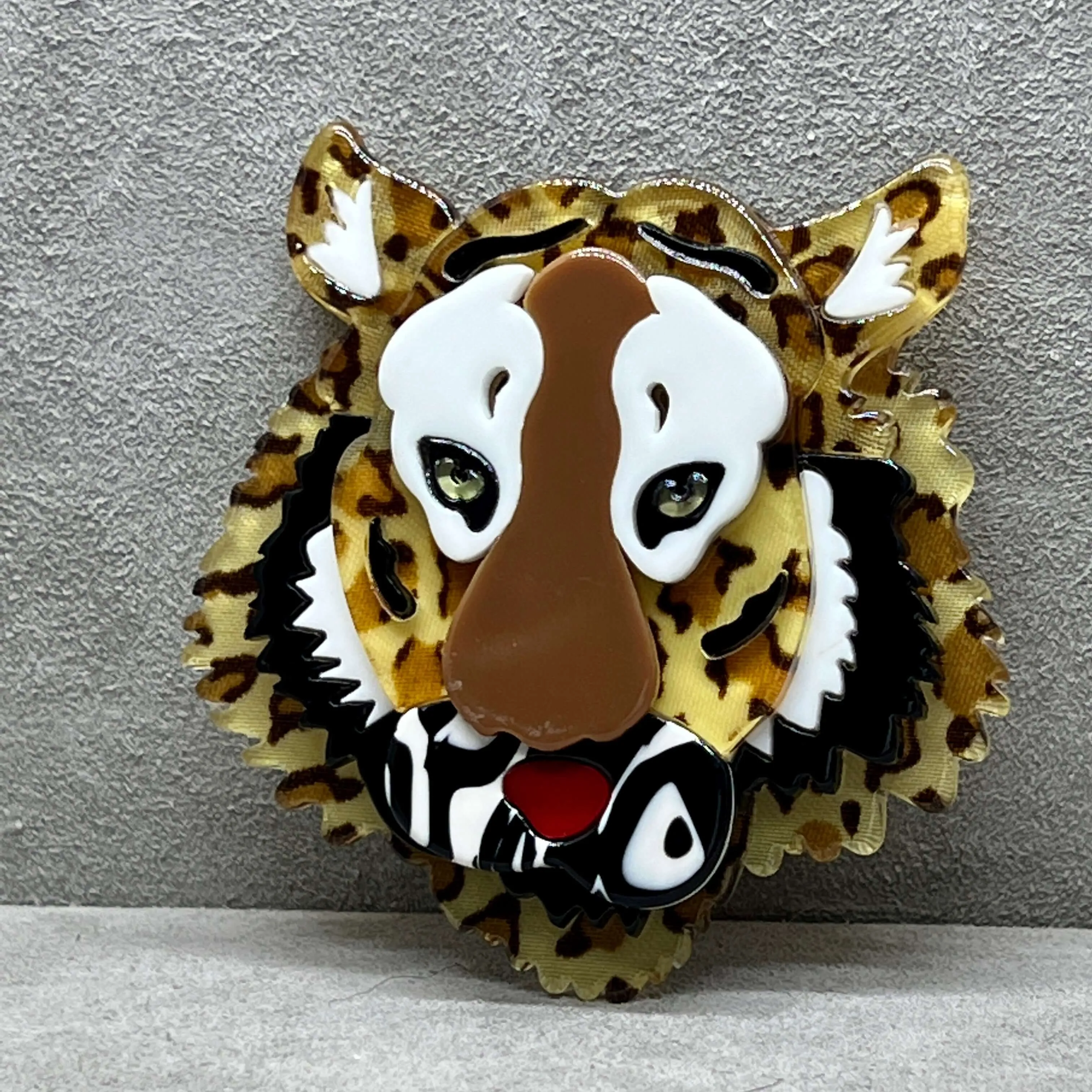 Handmade Acrylic Art Brooch - The Intense Tiger