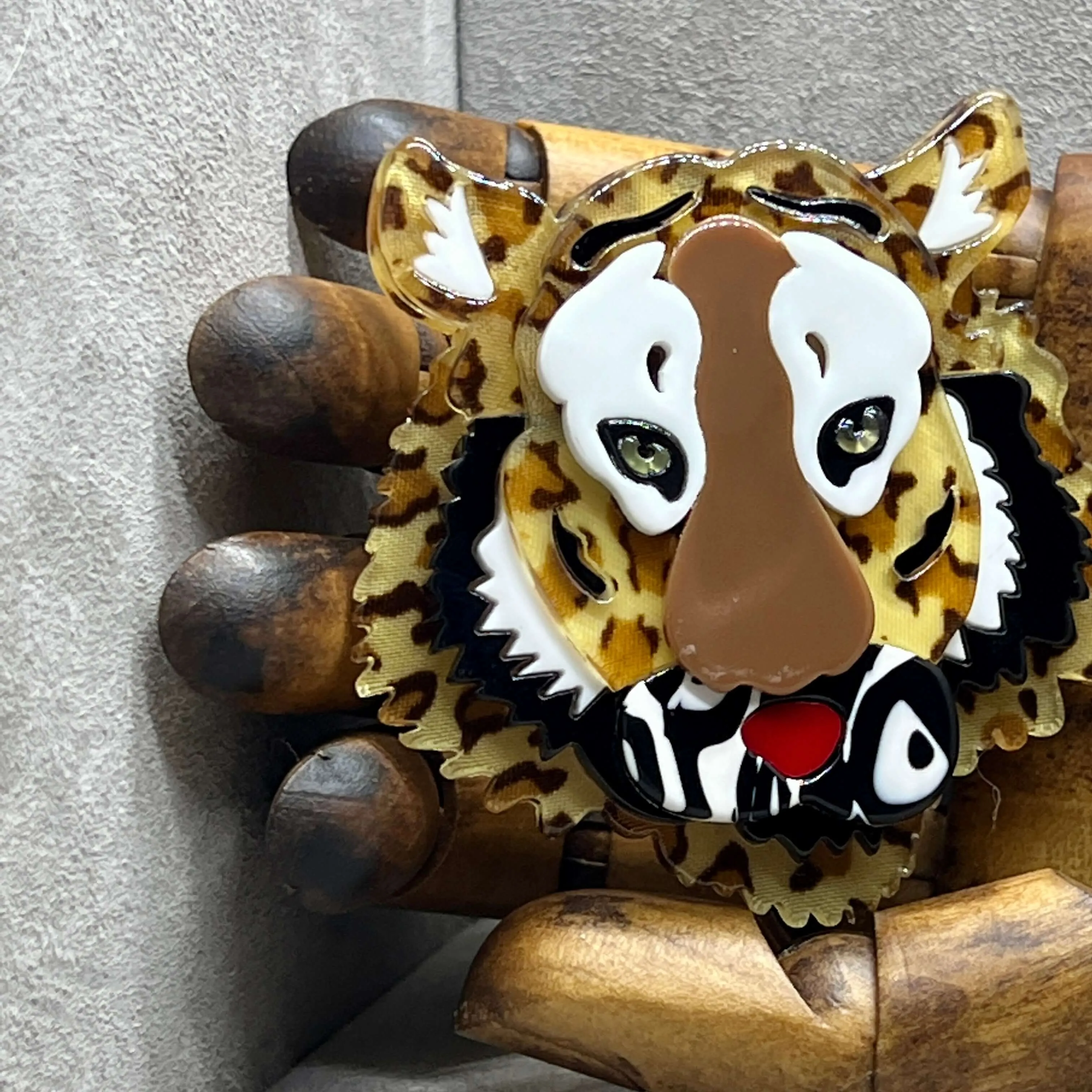 Handmade Acrylic Art Brooch - The Intense Tiger