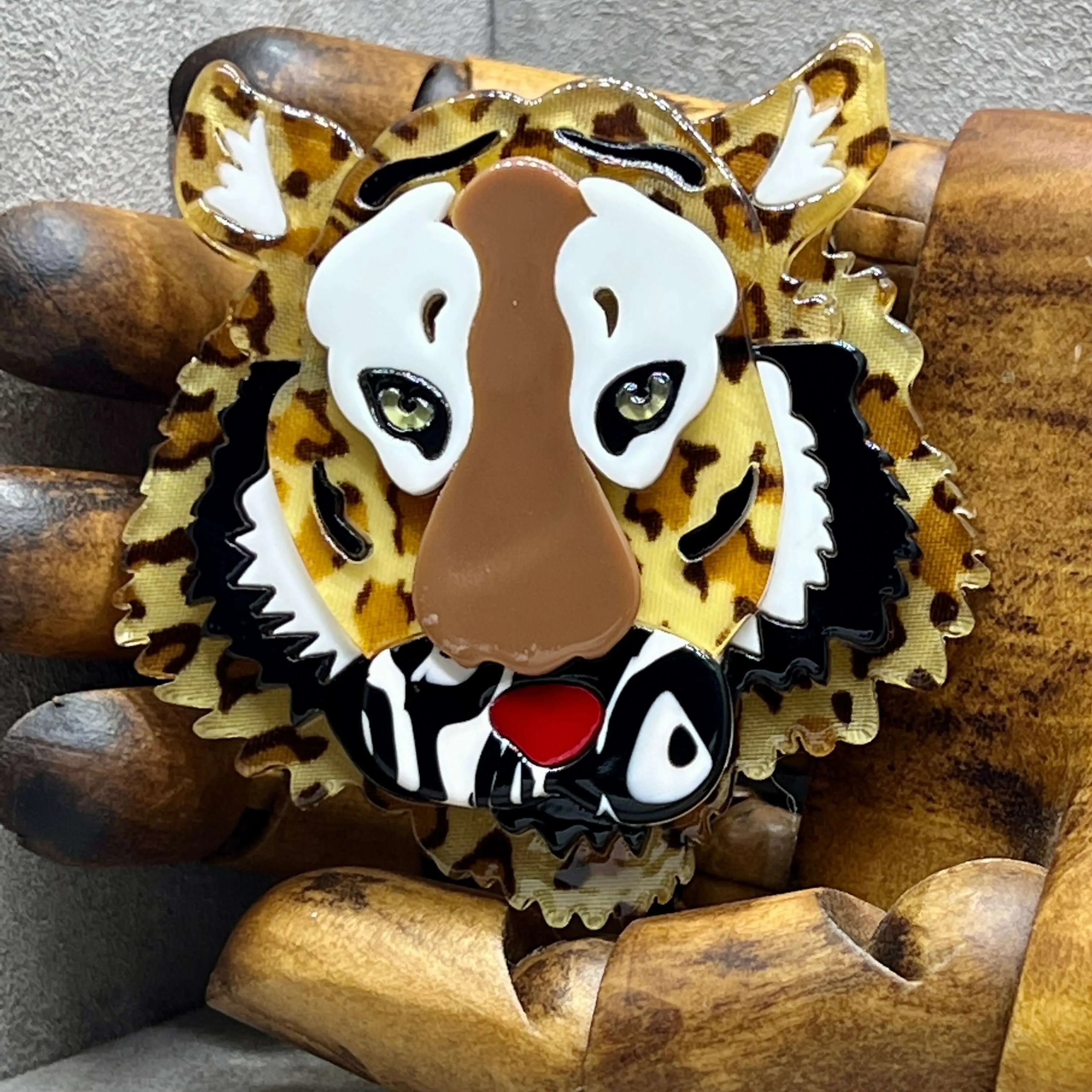 Handmade Acrylic Art Brooch - The Intense Tiger