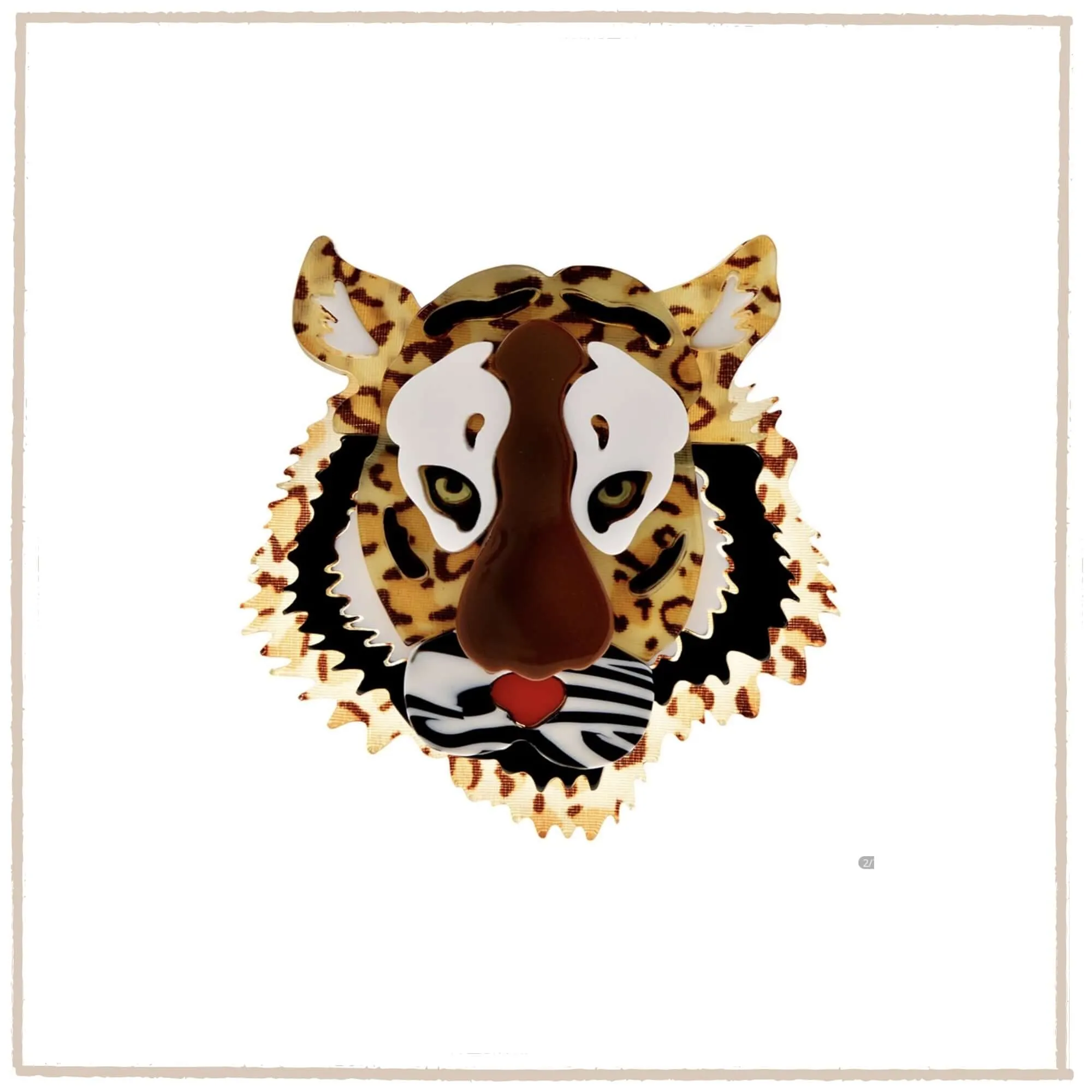 Handmade Acrylic Art Brooch - The Intense Tiger