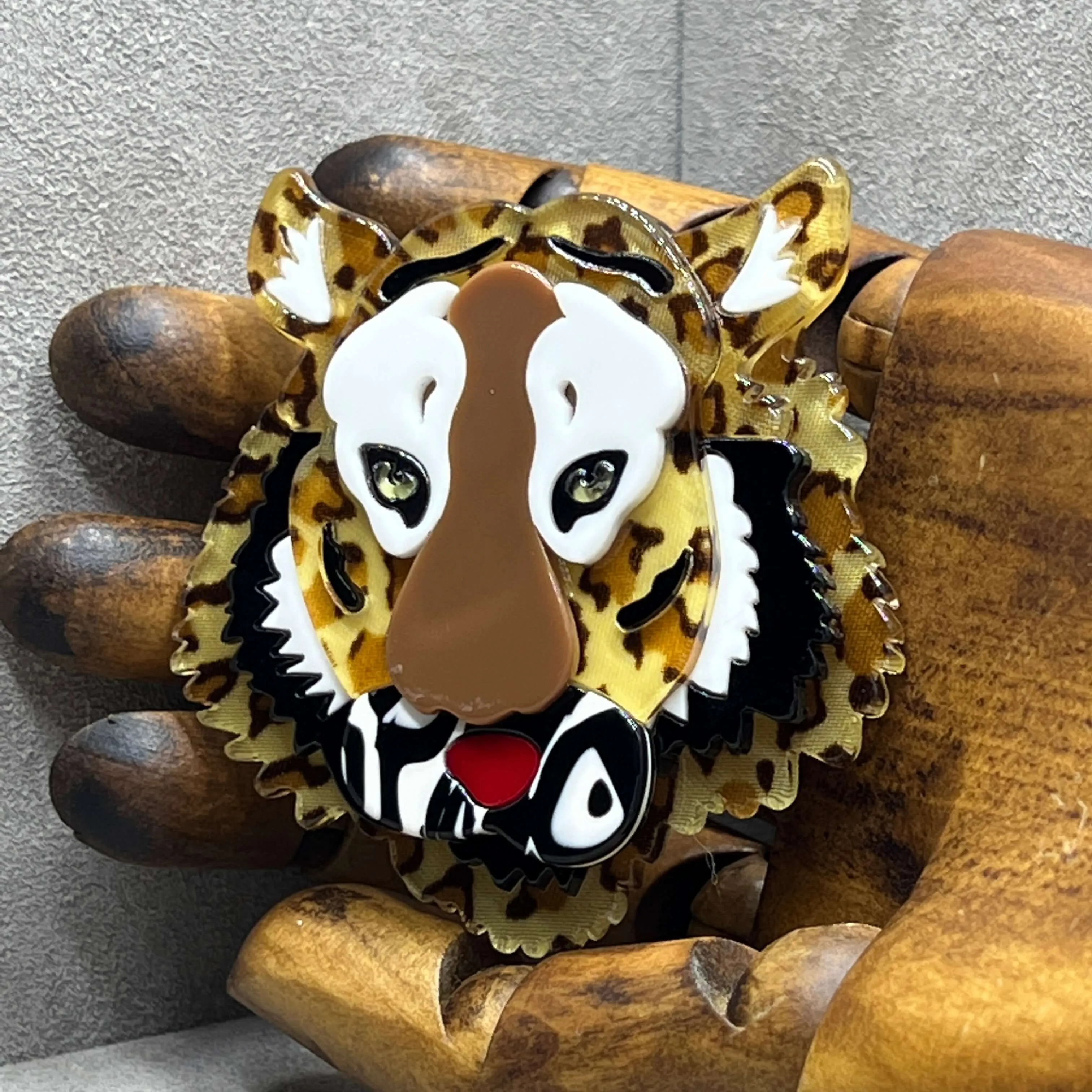 Handmade Acrylic Art Brooch - The Intense Tiger