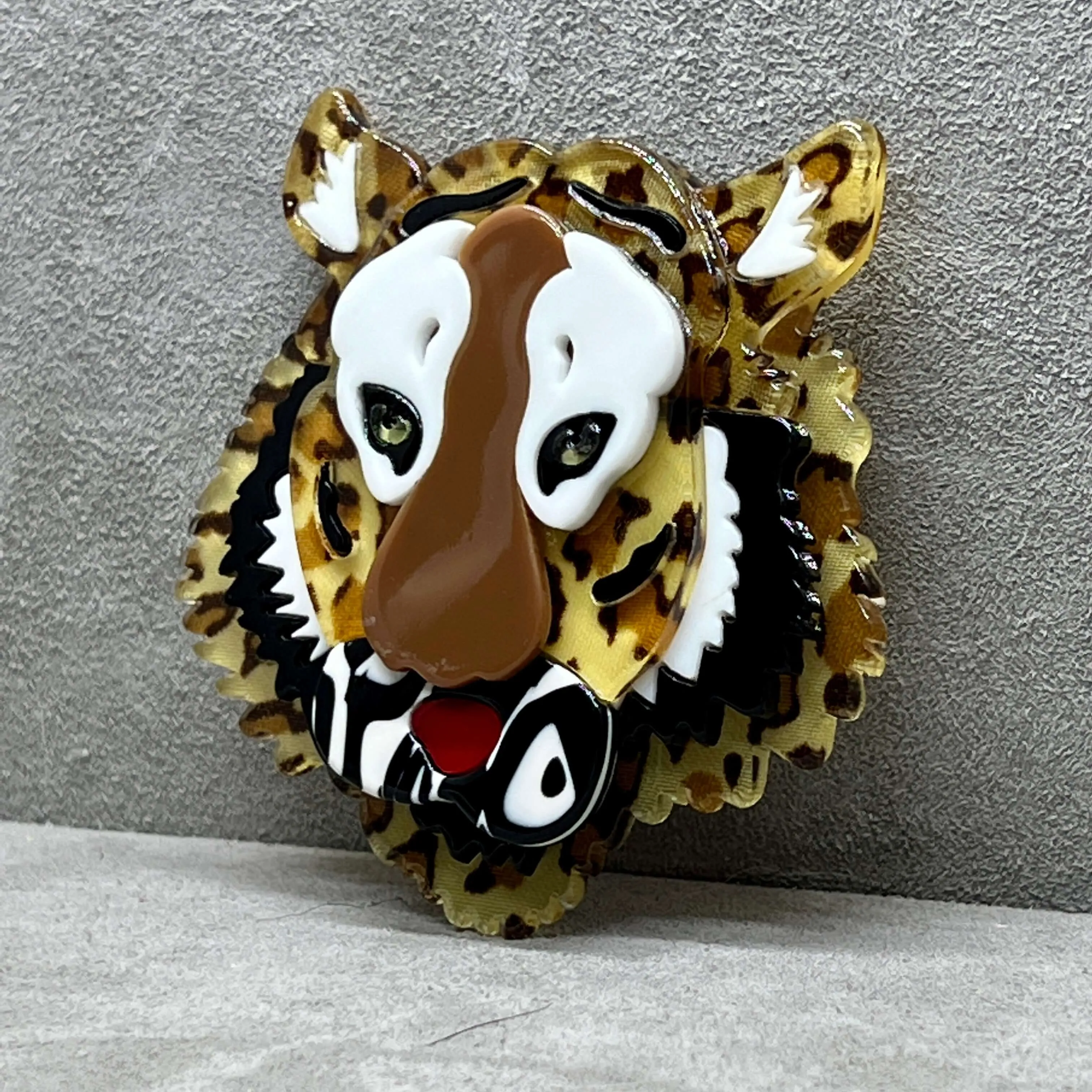 Handmade Acrylic Art Brooch - The Intense Tiger