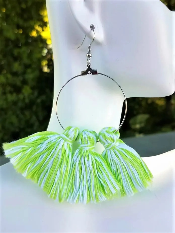 Handmade Cotton Cord Tassel Earrings