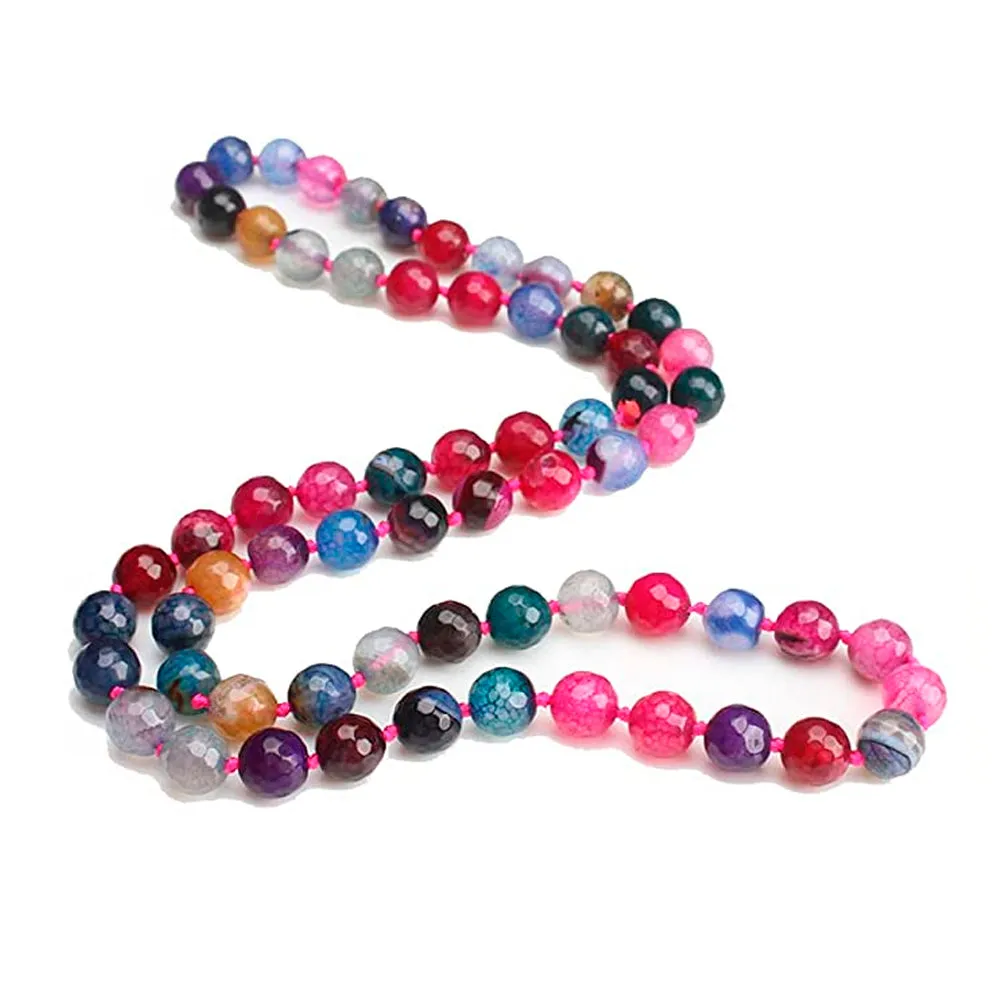 Handmade Gemstone Beaded Necklace 10mm Natural Gemstone - 75cm Long Necklace for Women