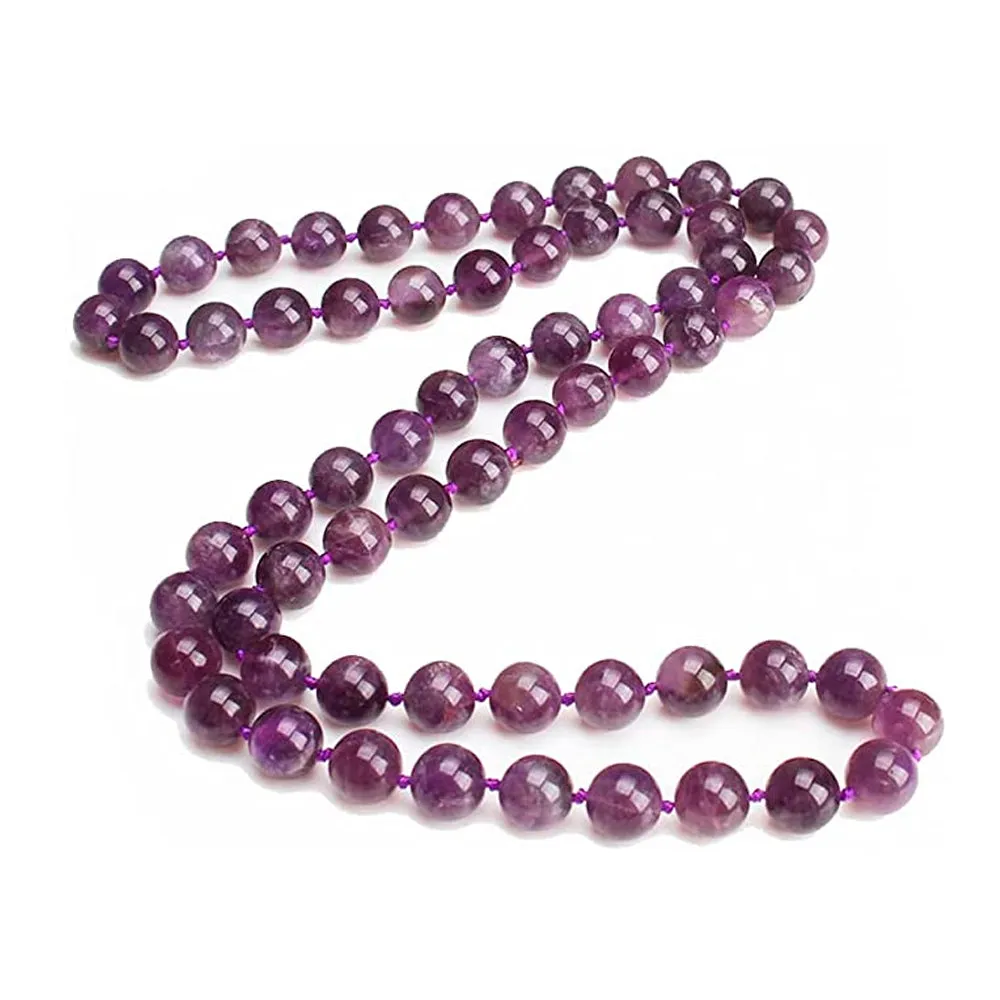 Handmade Gemstone Beaded Necklace 10mm Natural Gemstone - 75cm Long Necklace for Women