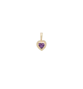 Heart Necklace Charm Amethyst 14K