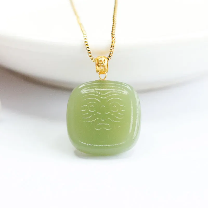 Heavenly Jade Pendant Necklace with Geometric Design