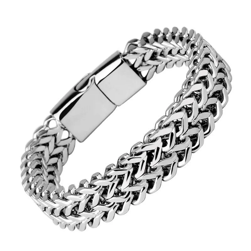 High Quality Stainless Steel Braided Bracelet Bangle Men Hip Hop Party Rock Jewelry